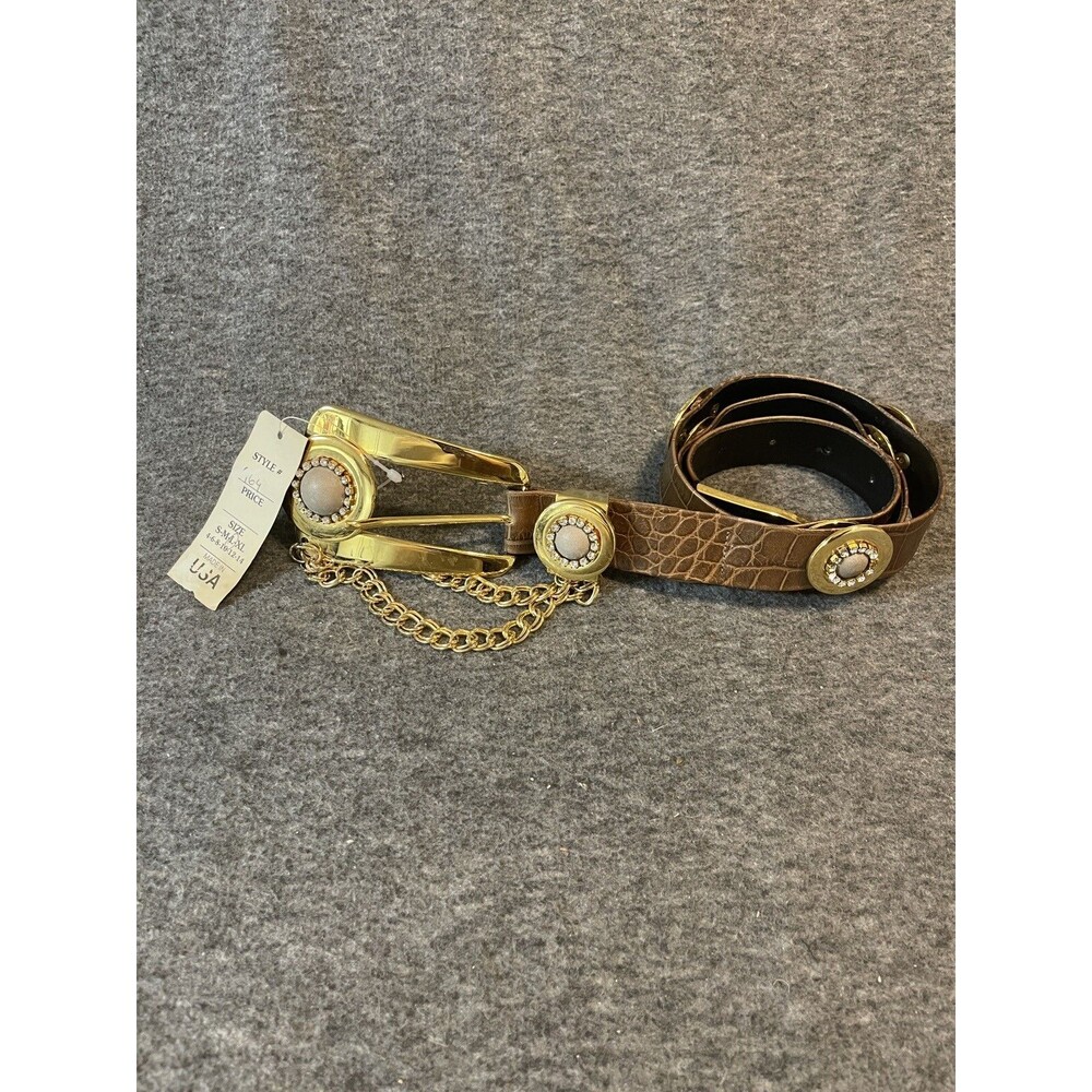St. Maarten Dallas Vintage Alligator Chain Belt 39" Large Brown